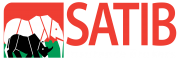 SATIB logo transparent with white font for dark backgrounds
